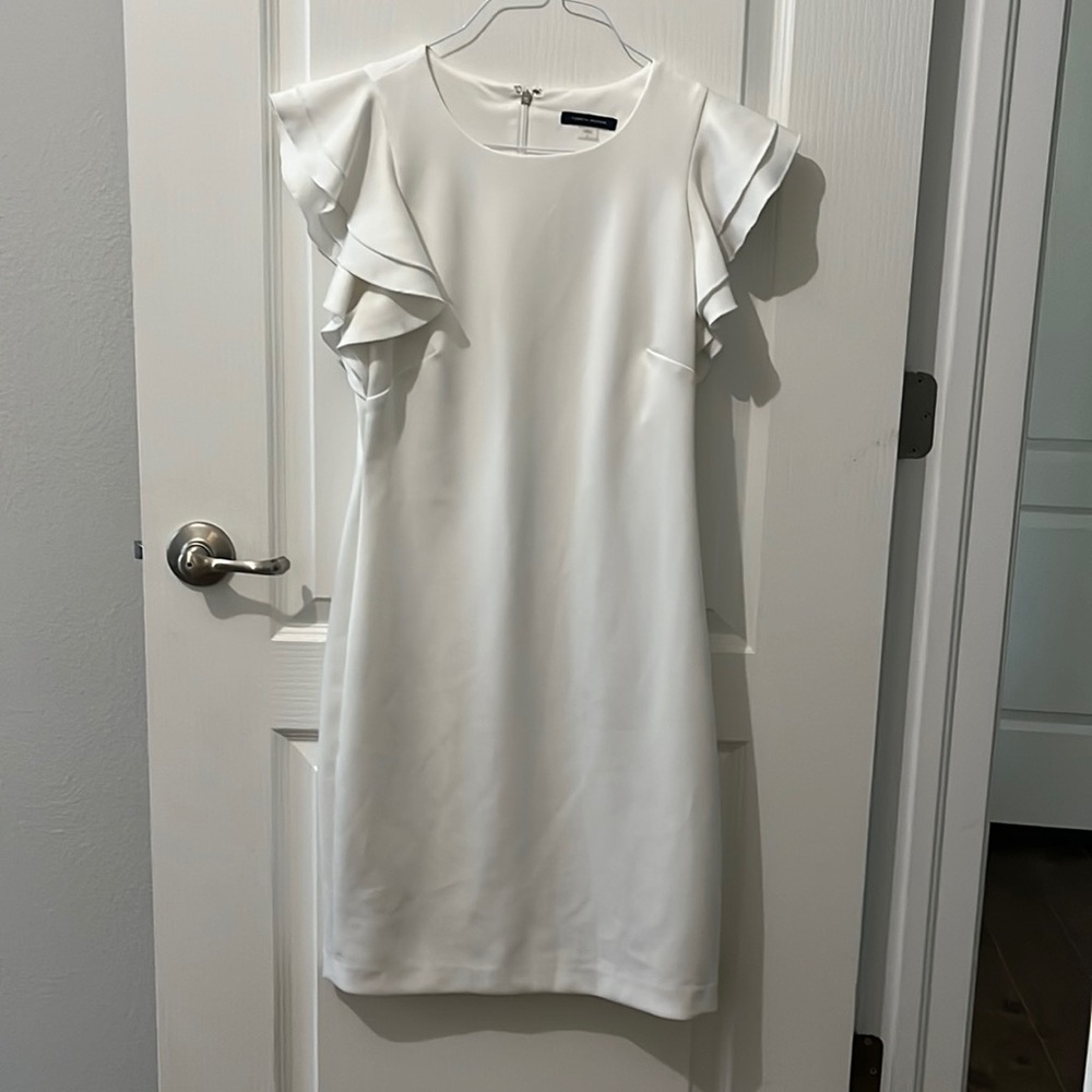 Tommy Hilfiger White Dress with Ruffle Sleeves. Worn once for a photo shoot.